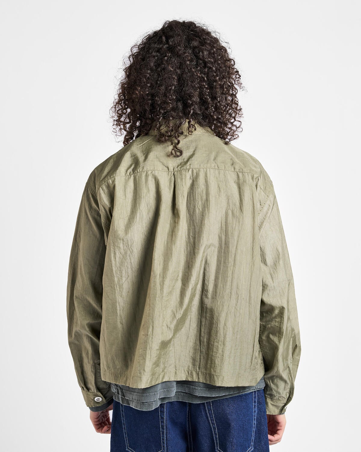 Brain Dead Cropped Nylon Button Up Shirt | P26O01004866-arm | AFEW